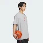 Adidas short-sleeved men's and women's lightning LOGO printed basketball casual loose round neck T-shirt JC6790 - Image 4