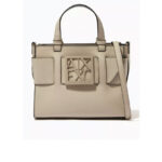 Armani Exchange Logo Plaque Hand Bag in Faux Leather