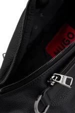 ⁦HUGO Belt bag in faux leather with metallic stacked logo⁩ - الصورة ⁦3⁩