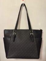 Michael Kors Tote Bag Black Charlotte Signature Large Top Zip Tote - Image 4