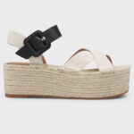BOSS Platform-sole espadrilles with leather and canvas straps