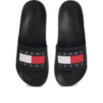 Tommy Hilfiger Men Logo Print Pool Slides-BLK