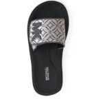 Michael Kors Logo Pattern Wedge Slides Women - BLKSLV