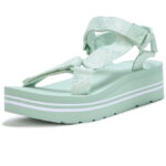 Guess Women's Avin Wedge Sandal Light Green White Logo - Image 2