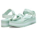 Guess Women's Avin Wedge Sandal Light Green White Logo - Image 3