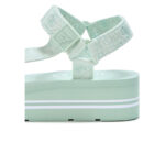 Guess Women's Avin Wedge Sandal Light Green White Logo - Image 4