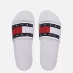 Tommy Hilfiger Men Logo Print Pool Slides-WHT