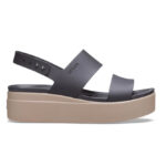 Crocs Brooklyn Low Wedge Sandals- Black/Mushroom
