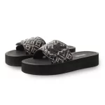 Michael Kors Logo Pattern Wedge Slides Women - BLK - Image 2