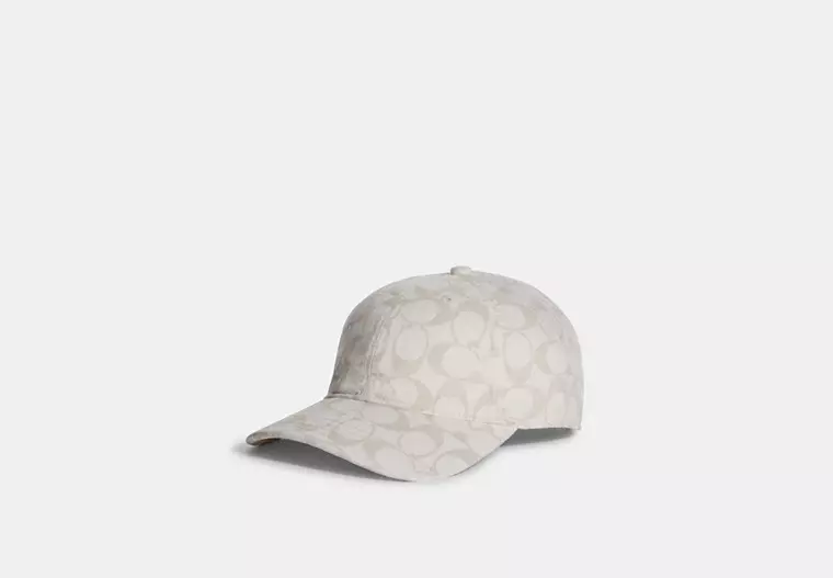 68403_chk_a0 Coach Signature Jacquard Baseball Hat-WHT - Image 1