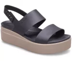 Crocs Brooklyn Low Wedge Sandals- Black/Mushroom - Image 2