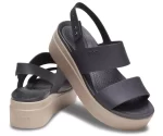 Crocs Brooklyn Low Wedge Sandals- Black/Mushroom - Image 6