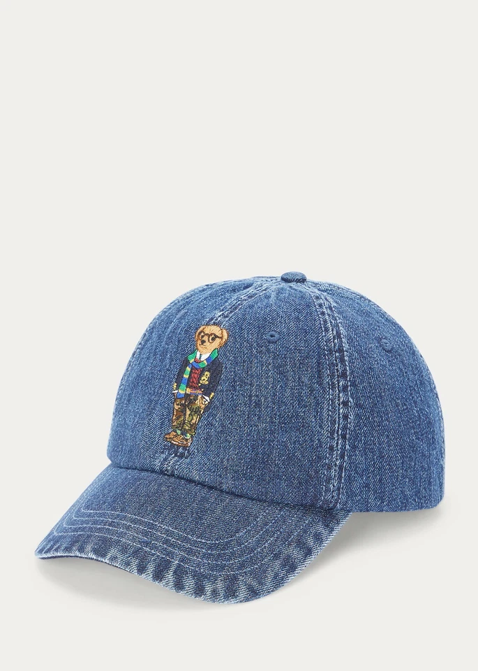 s-l960 POLO RALPH LAUREN POLO BEAR Denim BASEBALL Chino BALL Cap - Image 1