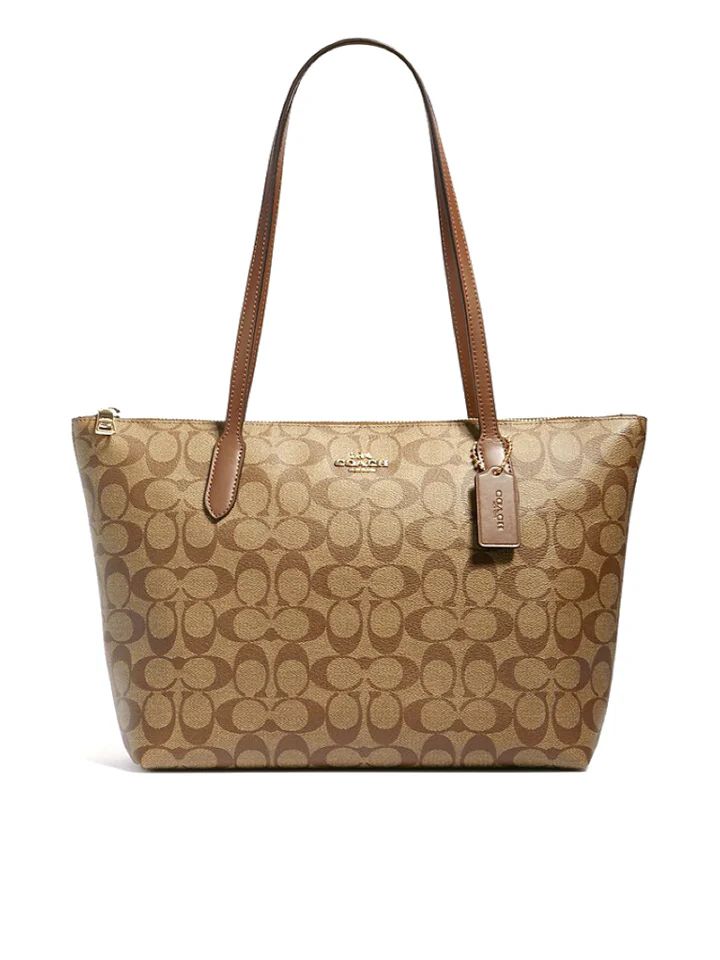coach1 COACH ZIP TOP TOTE IN SIGNATURE CANVAS 4455 IME74 - Image 1