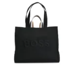 Boss Tote Bag with Oversize Embroidered Logo - Black