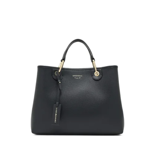 Emporio Armani Medium Grain-leather Tote Bag - Black