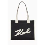 K/Skuare Tote Bag in Grained Faux Leather - Black/Creme
