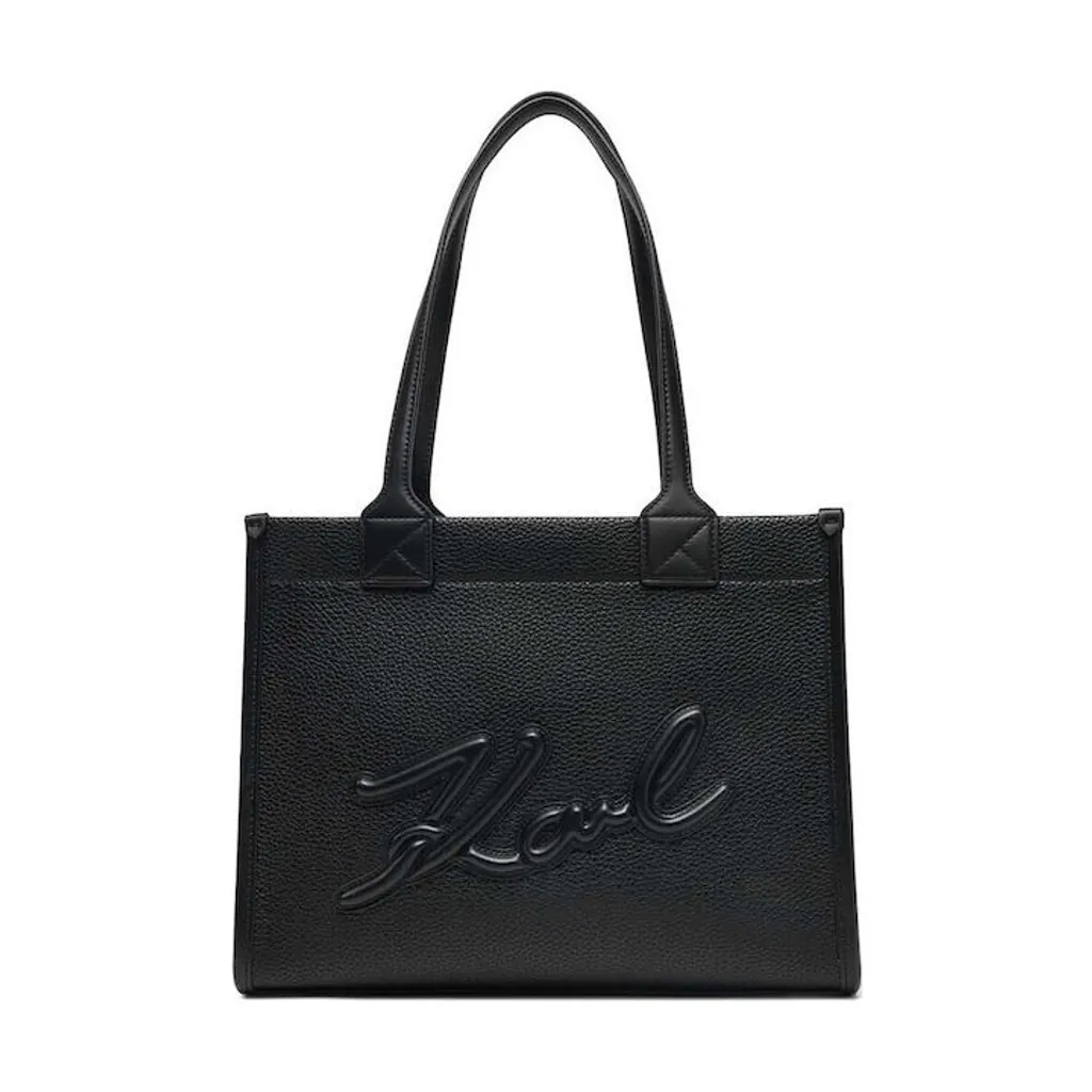 001_20260024 K/Skuare Tote Bag in Grained Faux Leather - Black - Image 1