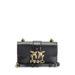 Pinko Love Mini Icon Logo Shoulder Bag - Black & Gold