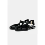 ZARA FLAT CAGE SANDALS - Black