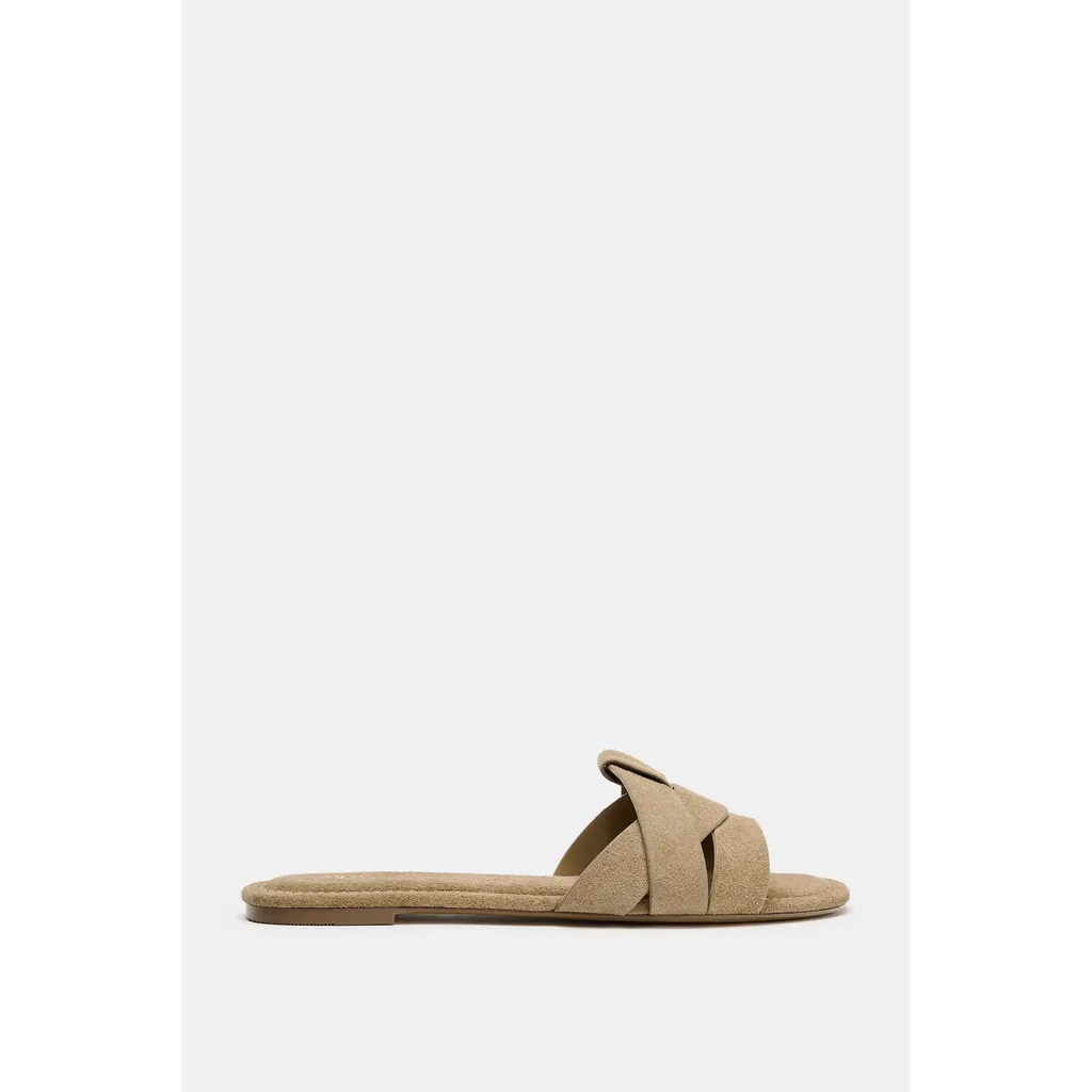 001_20260112 CRISS-CROSS SPLIT SUEDE FLAT SANDALS - Image 1