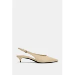 ZARA Slingback Kitten Heel Shoes - Creme - Image 2