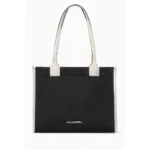 K/Skuare Tote Bag in Grained Faux Leather - Black/Creme - Image 3