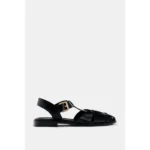 ZARA FLAT CAGE SANDALS - Black - Image 3