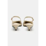 ZARA Slingback Kitten Heel Shoes - Creme - Image 3