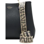 ⁦Medium Grainy Leather Handbag - Black⁩ - الصورة ⁦4⁩