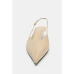 ZARA Slingback Kitten Heel Shoes - Creme - Image 4
