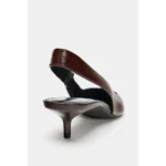 ZARA Split Suede Slingback Shoes With Buckle - Maroon - Image 4