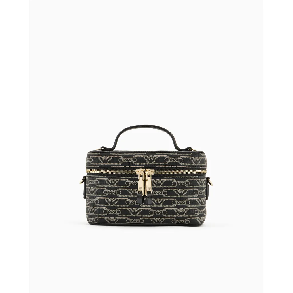 001_20260145 Emporio Armani Washbag with All-Over Monogram Print - Image 1
