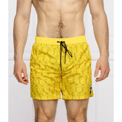 Karl Lagerfeld Ikonik All-Over-Print Board Shorts - Yellow
