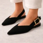 ZARA SPLIT SUEDE WITH BUCKLE Sandals Women - Black