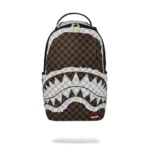CREAM AND BROWN TEAR CHECK BACKPACK