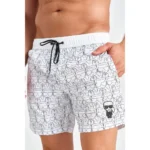Karl Lagerfeld Ikonik All-Over-Print Board Shorts - White - Image 3