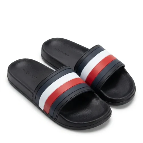 Tommy Hilfiger Signature Stripe Pool Slides - Black