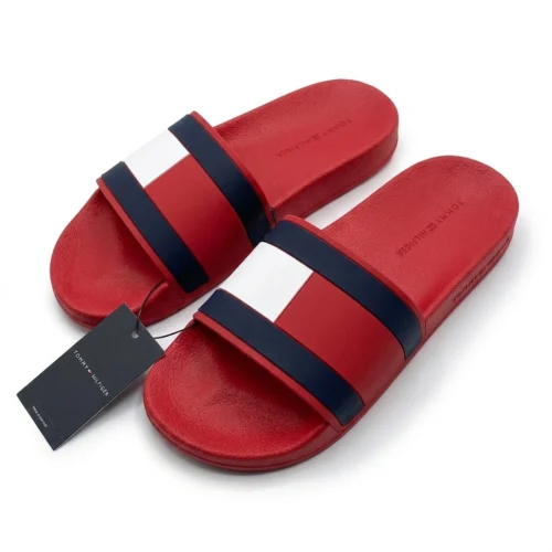 Tommy Hilfiger Men's Flag Logo Pool Slides - Red/Navy/White